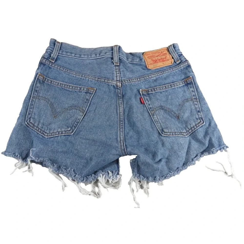Levis 505 Denim Shorts Men 31 Distressed Cutoff Blue Jean Summer Frayed 90s Hip